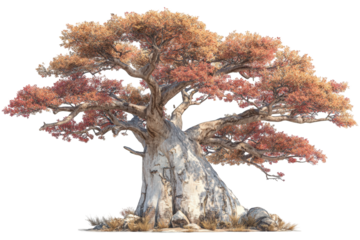 A vibrant, artistic depiction of a large, ancient tree