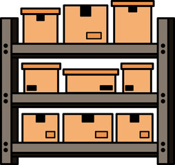 A shelf full of parcel box