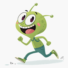 Showcasing Create Bold Stroke Funny Cartoon Alien Running Elegant Premium Digital Asset