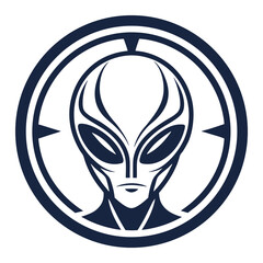 Depicting Create Bold Stroke Alien Head Circle Log Beautiful Professional Photo