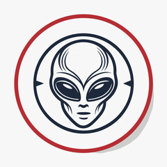 Create Bold Stroke Alien Head Circle Log Creative Visual Suitable for Design