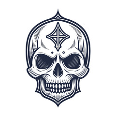 Create Bold Stroke Skull Gothic Monoline Emblem High-Quality Stock Image Suitable for Design