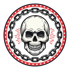Stunning Create Bold Stroke Skull Inside Circle With Chain Creative Visual