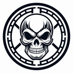 Depicting Create Bold Stroke Skull Inside Circular Emblem Elegant High-Quality Stock Image