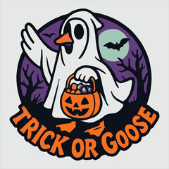 Vector art of a goose dressed as a ghost for halloween