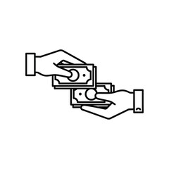 Exchange of Financials: The image represents a clear transaction, with hands exchanging paper currency, depicting the simple act of a financial transfer, symbolizing economic activity.