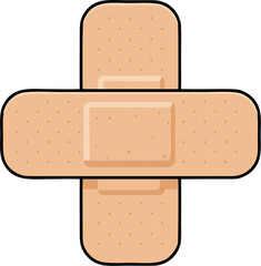 Plaster Bandage Cross First Aid Icon Clean Flat Vector Illustration