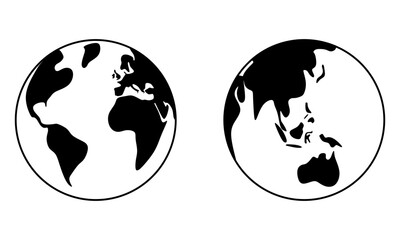 Earth icon set. Earth Globe Silhouette. Flat Vector Illustration. Simple Design.