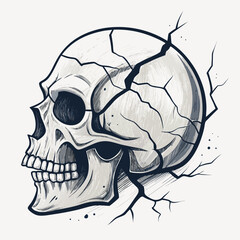 Create Bold Stroke Skull With Fractured Professional Photo Great for Commercial Projects