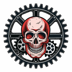 Create Bold Stroke Skull With Gears Mechanical Sty Professional Photo Perfect for Editorial Content