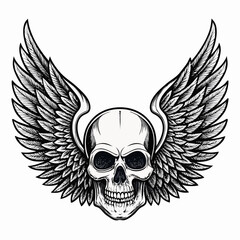 Create Bold Stroke Skull With Gothic Angel Wings Premium Digital Asset Ideal for Marketing