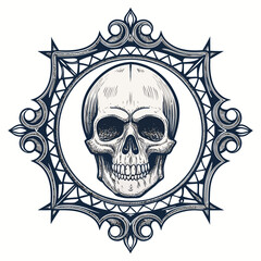 Create Bold Stroke Skull With Gothic Ornament Fram High-Quality Stock Image Perfect for Editorial Co