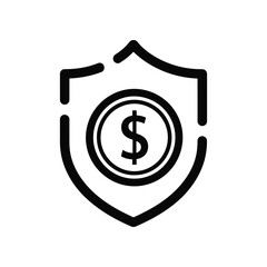 Financial Fortress: An emblem of financial protection and security, showcasing a solitary dollar coin enveloped within a sturdy shield, a powerful symbol of wealth safeguard.