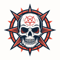 Crisp Create Bold Stroke Skull With Heavy Metal Emblem Professional Photo