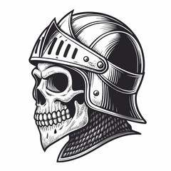Create Bold Stroke Skull With Medieval Knight Helm Creative Visual Perfect for Editorial Content