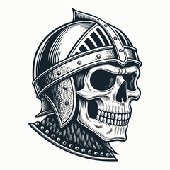 Create Bold Stroke Skull With Medieval Knight Helm Professional Photo Great for Commercial Projects