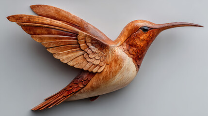 Wooden hummingbird sculpture art handmade carving home decor wall art display
