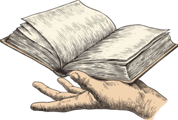 Open book held by a hand
