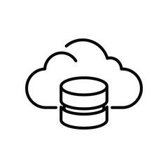Cloud Database: A minimalist illustration depicts a sleek cloud embracing a digital database, symbolizing secure data storage and accessibility in the digital world.