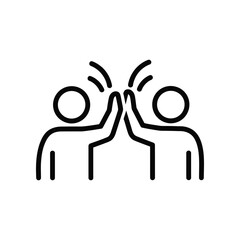 Collaboration Icon: A clean, minimalist illustration depicting two figures high-fiving, symbolizing teamwork, agreement, and celebration.