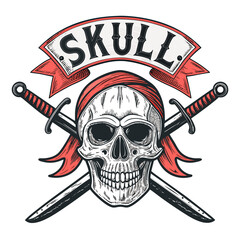 Create Bold Stroke Skull With Swords And Creative Visual Perfect for Editorial Content