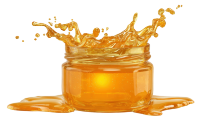 Honey splashing from a jar