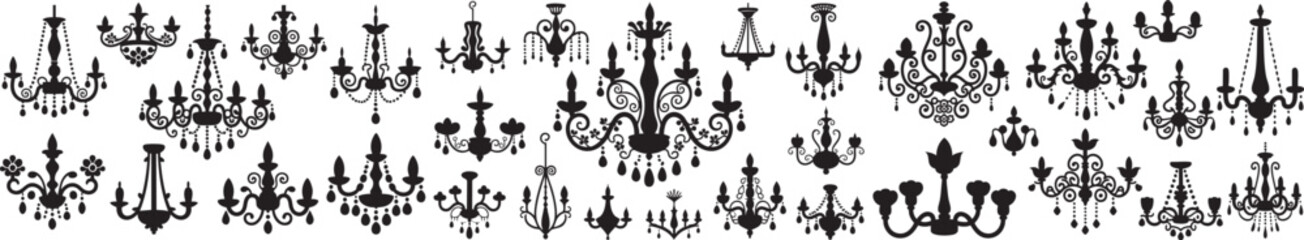 Elegant chandelier silhouettes for stunning interior design projects and sophisticated decorative elements collection