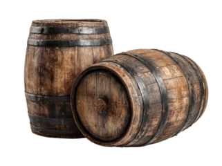 Two aged wooden barrels (2)
