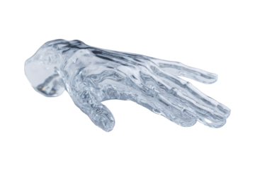 Transparent hand glove, icy texture