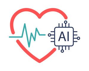 AI Patient Monitoring Heartbeat with Chip &ndash; Medical AI Transparent PNG Healthcare Icon