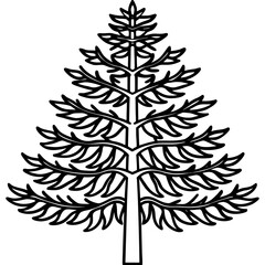 Fototapeta premium Monkey‑puzzle Tree line art vector