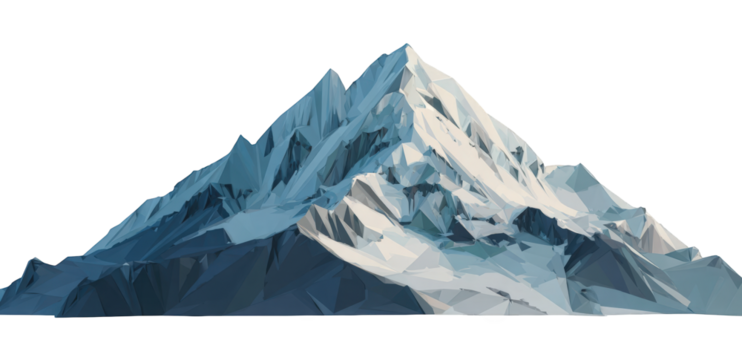 Stylized illustration of a snow-capped mountain range