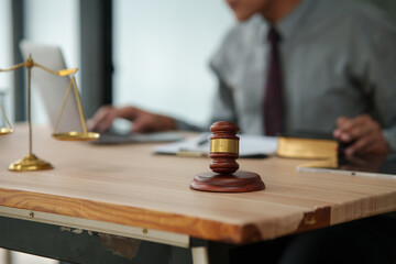 lawyers or attorneys discussing a contract agreement. Successful businessmen have a contract in place to protect it,signing of modest agreements form in office..