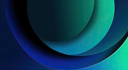 Abstract layered circles in deep blues and teal