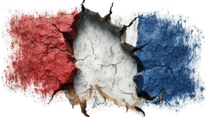 French flag, cracked, distressed