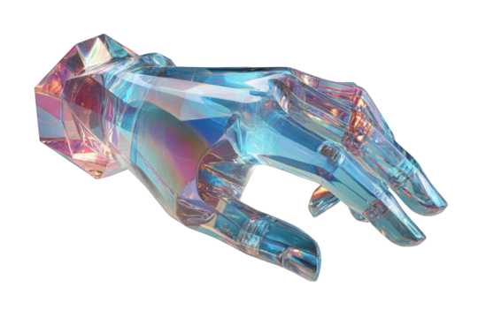 Abstract iridescent hand, digitally rendered