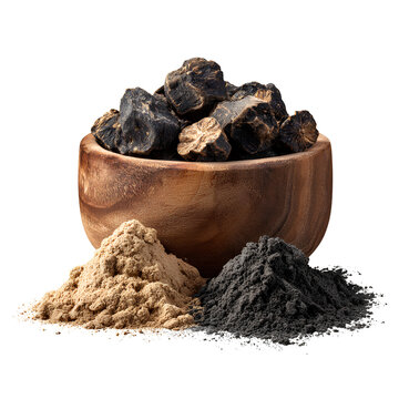 Dried and Powdered Black Maca Root in Bowl