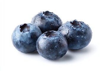 Fototapeta premium Close-up of fresh blueberries, slightly overlapping, covered in water droplets