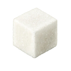 A single white sugar cube with sharp edges isolated on a transparent background isolated on transparent background