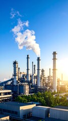 Obraz premium Industrial plant at sunrise