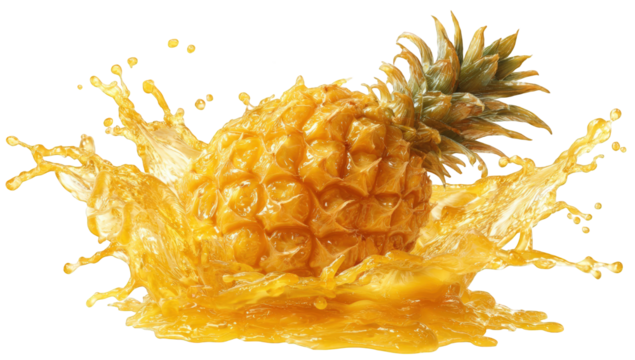 Pineapple in a splash of juice - Powered by Adobe
