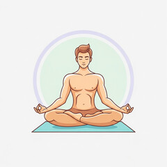 Obraz premium Calm Yoga Man Meditation Pose Icon: Minimalist Vector Silhouette for Wellness, Mindfulness, and Fitness App Design