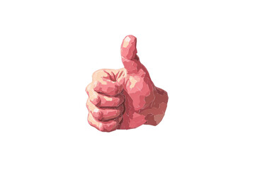 A pixelated thumbs-up hand gesture