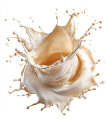 Creamy milk splash in a circular pattern
