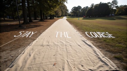 Inspiring pathway with motivational message surrounded by nature