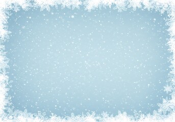 Fototapeta premium A festive winter background featuring a decorative frame of white snowflakes and falling snow.