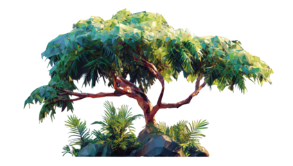 Digital art of a stylized bonsai tree