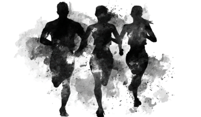 Silhouettes of runners in motion