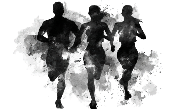 Silhouettes of runners in motion