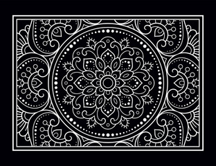 Outline floral pattern in mehndi style for coloring book page. Antistress for adults and children. Doodle ornament in black and white. Hand draw vector illustration.